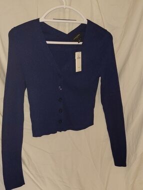 Banana Republic Navy Sparkle V-Neck Cardigan